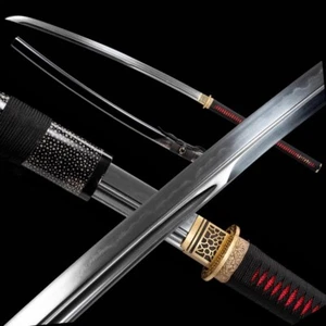 Langer Griff Ton gehärtetes Muster gefaltet Stahl Säbel Japan Samurai Katana Schwert - Bild 1 von 11