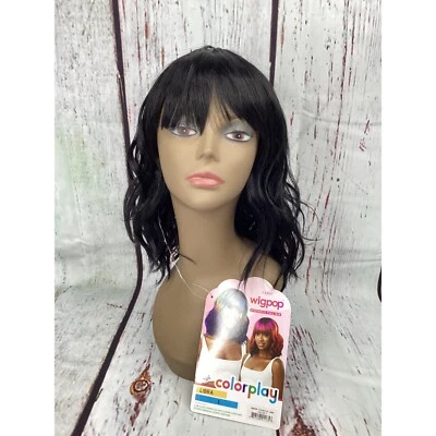 Libra #1 Jet Black Loose Wave Wig with Bang Classic Cap Synthetic - Image 1 of 4