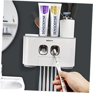 Toothbrush Holder Wall Mounted, Multi-Functional Toothbrush and Grey - Picture 1 of 7