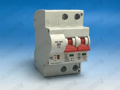 AUBER INSTRUMENTS DIN Rail Mounted Smart Miniature Circuit Breaker w/ WIFI, 240V 2 Pole 63A