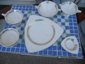 Vintage LOT 13 pc. Tricorne Streamline by Salem China Co deco dinnerware snack - Picture 1 of 5