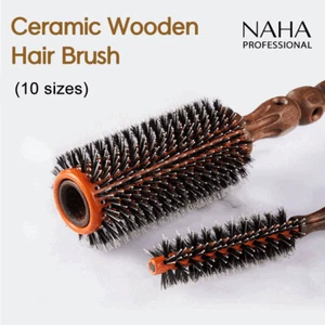 Ceramic Wood Round Hairbrush Boar Bristles Roll Styling Hair Dresser_A18_w11 - Picture 1 of 13
