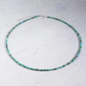 Natural Green Turquoise Stone Beaded Dainty Necklace Gemstone Delicate Choker - Picture 1 of 4