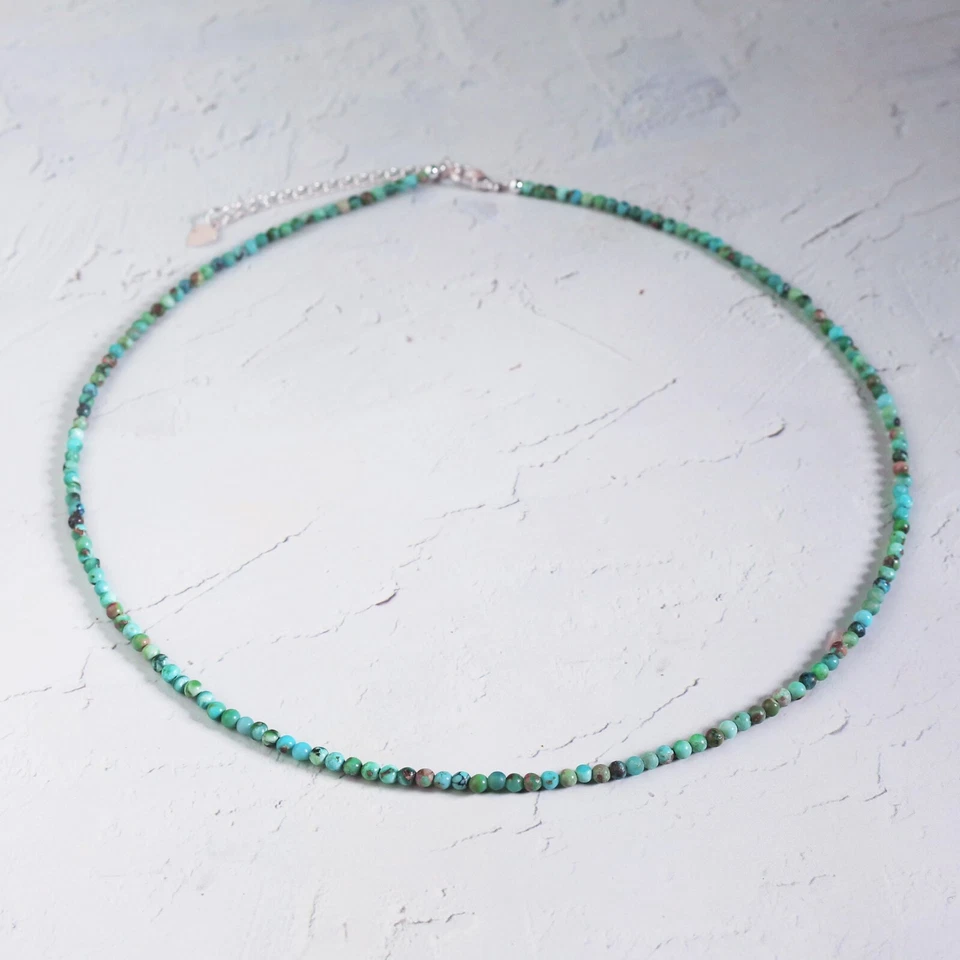 Gargantilla delicada collar con cuentas de piedra turquesa verde natural piedras preciosas Foto 1 de 4