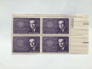US 1962 USA Scott# 1200 4 Cent Senator Brien McMahon Block 4 MNH P# 27224 - Picture 1 of 2