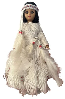 Diadema de vestir con cuentas de colección muñeca princesa india americana ganchillo a mano 2 piezas Foto 1 de 4