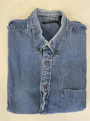 PERRY ELLIS AMERICA Vintage Love Worn Button Down Thick Denim Shirt Size XXL - Image 1 of 4