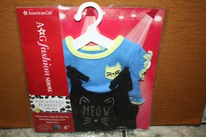 AMERICAN GIRL Fashion Show Pawsitively Purrfect MEOW WOW Tank Crop Top, 2 Shirts - Picture 1 of 2