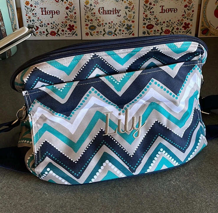THIRTY-ONE Bucket COOLER Insulated TOTE Lunch CHEVRON Personalized LILY Name NEW - Image 1 of 4