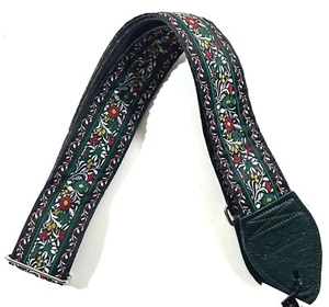 Souldier Guitar Strap Dark Green Flowers Wallpaper Limited Handmade - Fabric - Picture 1 of 5
