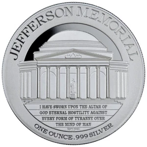 2015 Niue $2 1 oz Proof Silver Coin Jefferson Memorial with Box & COA - Picture 1 of 3