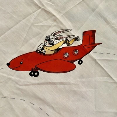 "Panel cortina IKEA FLYGNING vintage 1999 conejito en avión 47"" ancho 97"" largo" Foto 1 de 4