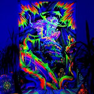 UV Backdrop Black Light Tapestry Psychedelic Art Banner Fluoro Psy Wall Hanging