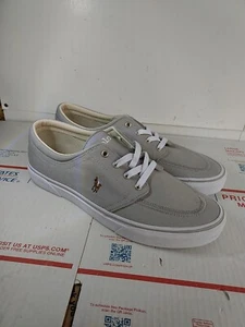 Polo Ralph Lauren Faxon X Mens 11.5 Canvas Boat Shoes Gray Brown Pony NEW 🆕 - Picture 1 of 15