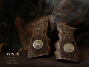 KSD Brand Browning High Power MK3 MK I II III Compatible Walnut Grips Framed - Picture 1 of 2