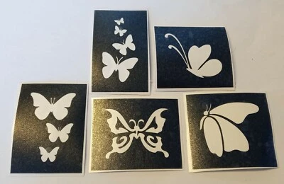 DAZZLE GLITTER TATTOOS Schmetterling Themenschablonen für Glitzer Tattoos / Airbrush / Gesichtsmalerei