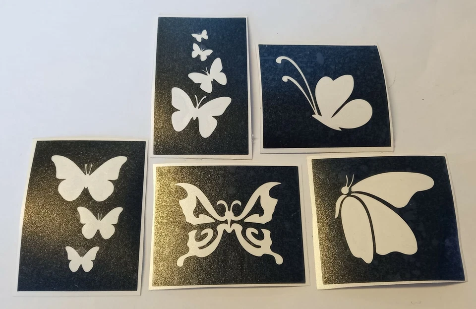 DAZZLE GLITTER TATTOOS Schmetterling Themenschablonen für Glitzer Tattoos / Airbrush / Gesichtsmalerei