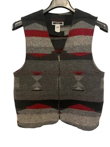 Northern Isles Womens Wool Aztec Western Vest Gray Red Black Size Medium - Picture 1 of 9
