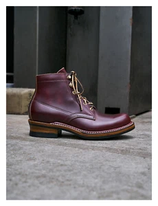 Vegetable Tanned Horween Leather Italian Vibram Sole Cat's Paw Heel Logger Boots - Picture 1 of 35