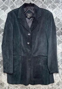 Dennis Basso Gr. S Echtleder Wildleder anthrazit Mantel mit Trittfalte, Taschen Y2K - Bild 1 von 4