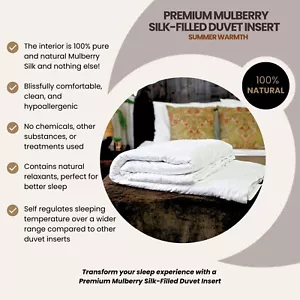 Mulberry Silk-Filled Duvet Insert. Summer. Premium. All Bed Sizes - Picture 1 of 7