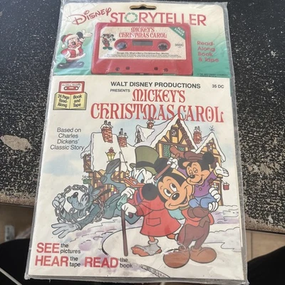 Walt Disney Mickey’s Christmas Carol Book w/ Read-Along Audio Cassette Tape New - Image 1 of 4