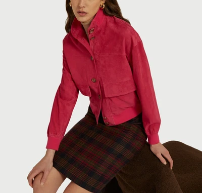 Womens Leather Jacket Pink Bomber Pure Suede Jacket Size S M L XL XXL - Image 1 of 4