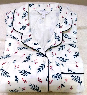 NUEVO CON ETIQUETAS Charter Club Camisón Íntimates Mujer Talla M Manga Larga Franela Botones Foto 1 de 4