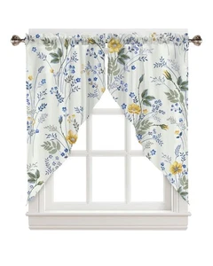 Floral Spring Kitchen Valances for Windows Blue Swag Window Valances Rod Pock... - Bild 1 von 6