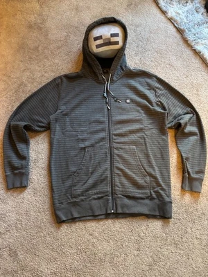 Y2K ’12 DC Shoes Striped Grey Hoodie Sweatshirt Jacket Zip Up Skater Men's XL - Image 1 of 4