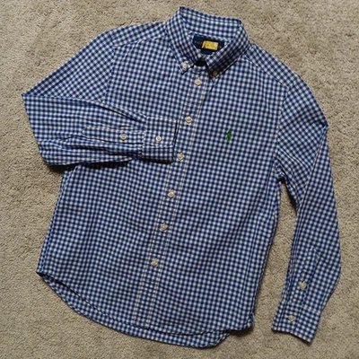 Camisa Ralph Lauren Abotonada Niños Mediana 10-12 Azul Manga Larga Guinga Cuadros Foto 1 de 4