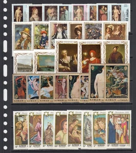Durer Renoir Painting Art 1969-72 Emirate of Ajman 5 Full Sets perf + Imperf Lot - Picture 1 of 1
