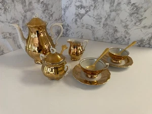 Juego de té Demitasse chapado en oro vintage W. Mayer Nurnberg Baviera - Leer descripción - Imagen 1 de 11