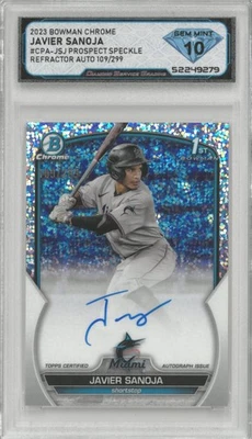 2023 Bowman Chrome JAVIER SANOJA Auto Speckle /299 💎 DSG 10 Gem Mint - Image 1 of 2