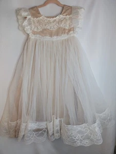 Trish Scully Child Adriana Ivory Girls Ball Gown Dress Size 10 Ivory Lace Long - Picture 1 of 7
