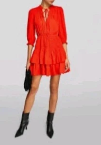 Joie Orange Ruffle Keyhole Dress Small - Picture 1 of 6