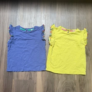 Mini Boden Flatter Bommel T-Shirt Set Kleinkind Mädchen 2-3 Jahre blau & gelb - Bild 1 von 4