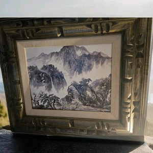 Vintage chinesische Landschaften - Tusche & Wasche Aquarell Gemälde unsigniert 22,75"x20" - Bild 1 von 9