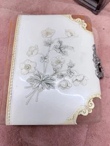 Antique Photo Album ONLY Great Hardware Vintage Velvet Flawed Inside No Photos - Picture 1 of 12