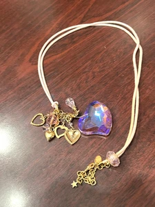 Kirks Folly rosa Herz mit Charms goldfarben & rosa Kordel Halskette 31,5" - Bild 1 von 4