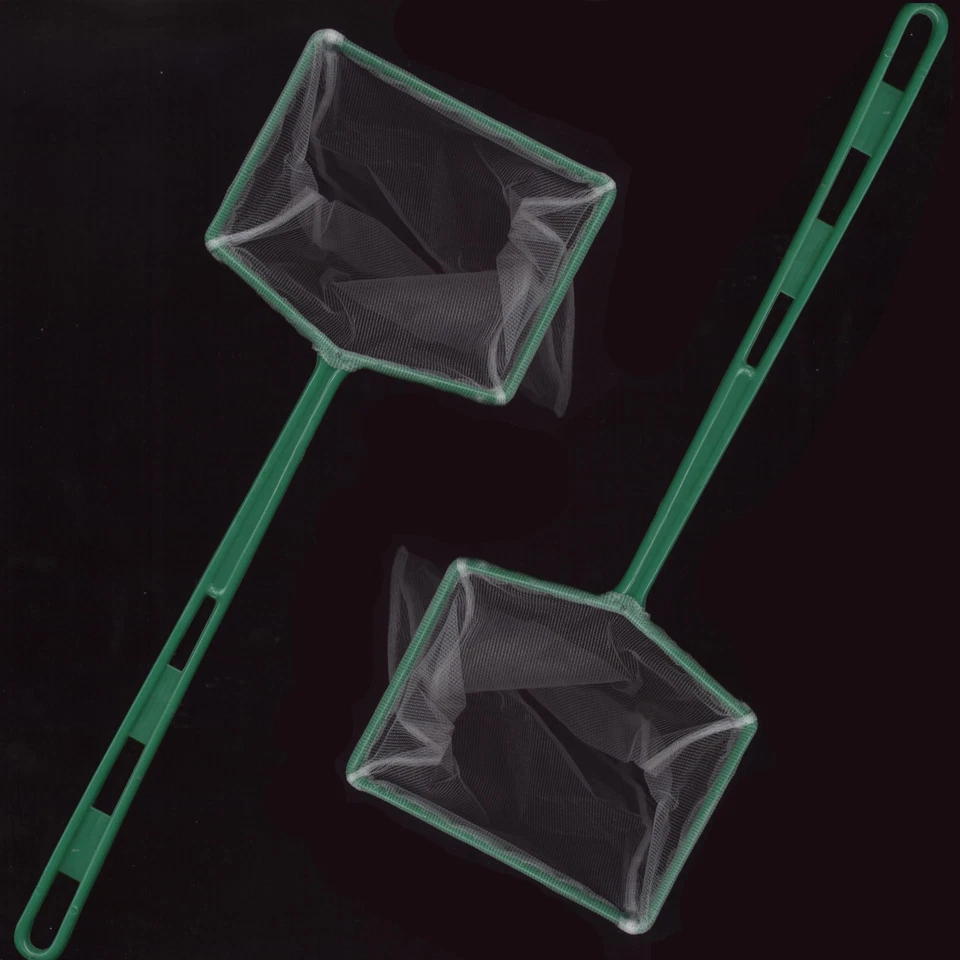 MARKENLOS zwei Fischfangnetze / Kescher - Netz feinmaschig / Aquarienkescher grün