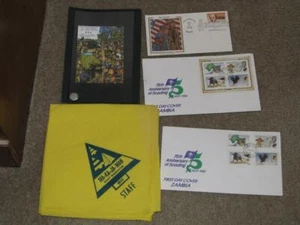 BOY SCOUT FDC`S, SOUVENIR SHEET & BOY SCOUT KERCHIEF-MA-KA-JA-WAN 1971 STAFF - Picture 1 of 1