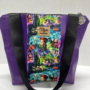 Hocus Pocus Movie Pattern Purse Tote Bag Metallic Purple Witches Handmade Magic - Picture 1 of 16