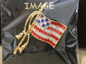 New and Sealed! American Flag Pin! Crystal Stones! - Picture 1 of 7