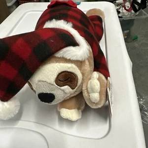Ganz Plush Festive Pajama 15” HX11727 SLOTH Christmas Red Plaid Pajamas - Picture 1 of 17