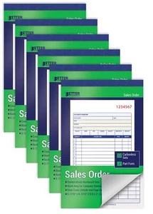 Large Sales Order Books, 6 Pack, 2-Part Carbonless (White/Canary Yellow), 5-7... - Picture 1 of 7