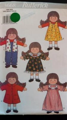 Butterick 3668 Doll & Clothes with Carrying Case Pattern - Image 1 of 2