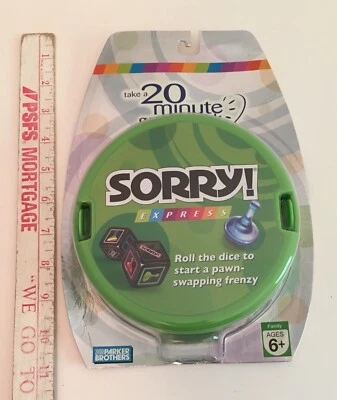 Sorry Express Travel Dice Pawn Game 20 Minute Game Break Parker Brothers Sealed - Image 1 of 4
