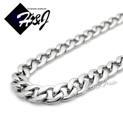 18"-40"MEN Stainless Steel 4/5/6/7/8.5/9.5/12mm Silver Cuban Curb Chain Necklace - Image 1 of 4