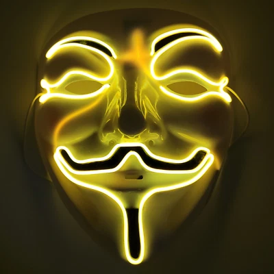 Vendetta Guy Fawkes LED Mask Light Up Hacker Cosplay Party Rave EDC Halloween US - Image 1 of 3